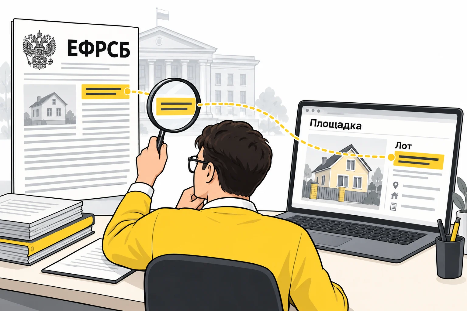 Покупатель сверяет сообщение ЕФРСБ с электронной площадкой и карточкой лота