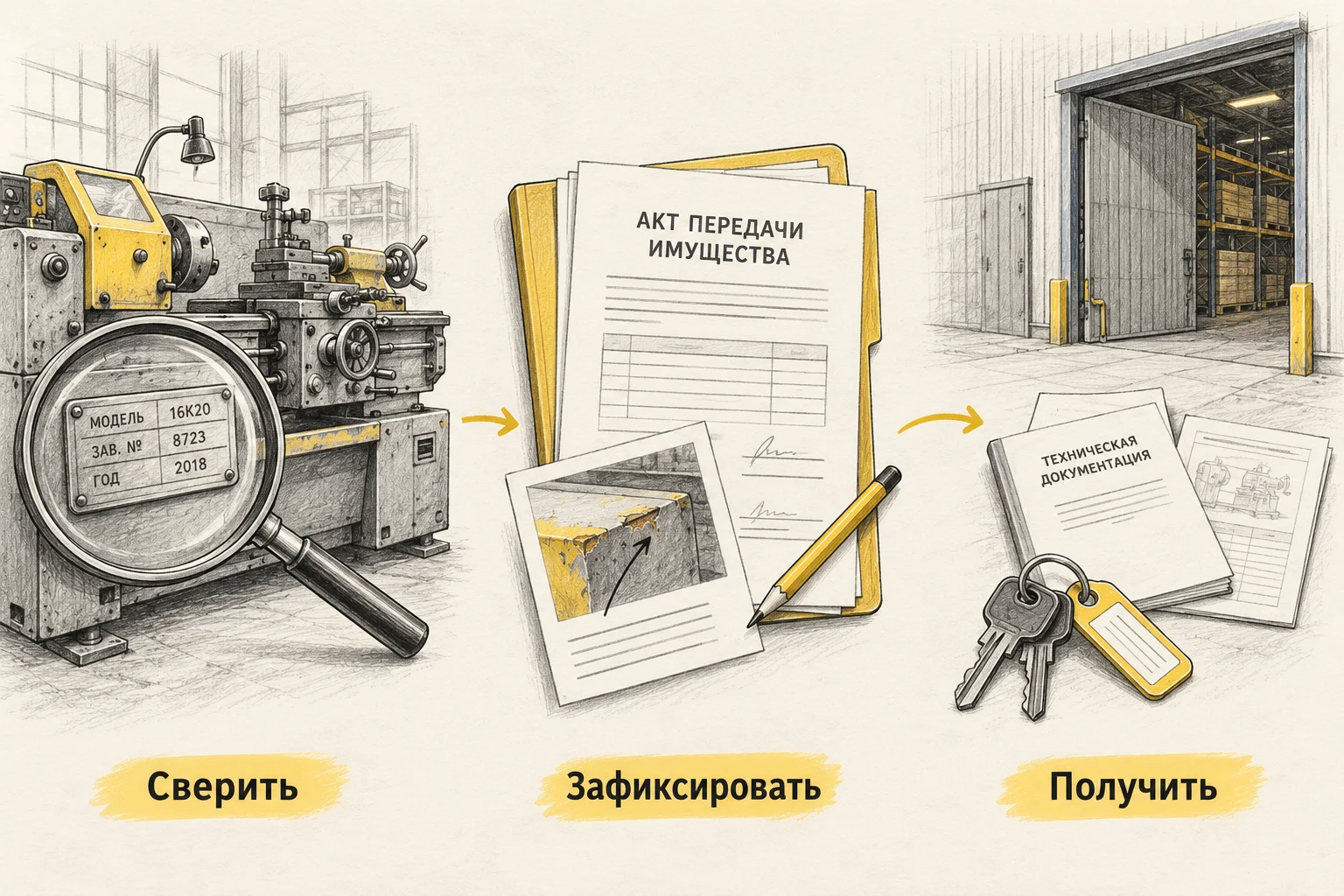 Сверка имущества, фиксация состояния и получение ключей и документов